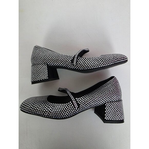 New Jeffrey Campbell Regal Embellished Crystal Block Heel Mary Janes Size 6 - Picture 10 of 14